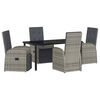 vidaXL Garden Dining Set with Cushion 5 pcs Grey Poly Rattan