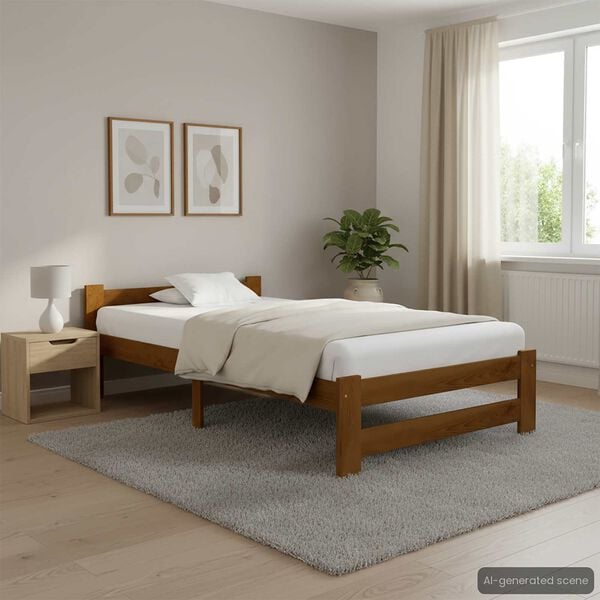 vidaXL Bed Frame without Mattress Honey Brown Solid Pine Wood 100x200cm