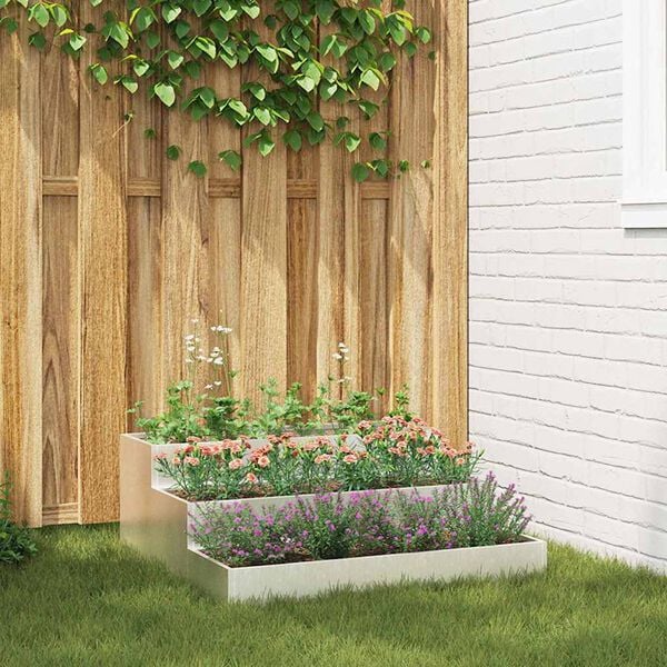 vidaXL Garden Planter Silver 90 x 90 x 35 cm Stainless Steel