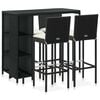 vidaXL 5 Piece Garden Bar Set with Cushions Poly Rattan Black