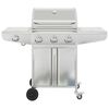 vidaXL Gas BBQ Grill with 4 Burners Silver Stainless Steel