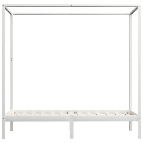 vidaXL Canopy Bed Frame without Mattress White Solid Wood 100x200 cm