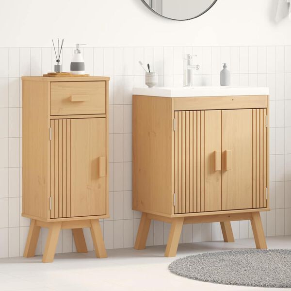 vidaXL Bathroom Furniture Set with Drawer 2 pcs Brown Solid Pine wood