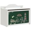 vidaXL Box with Storage and Chalkboard Front with Storage ROROS White