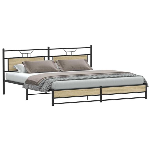 vidaXL Metal Bed Frame without Mattress Sonoma Oak 193x201 cm