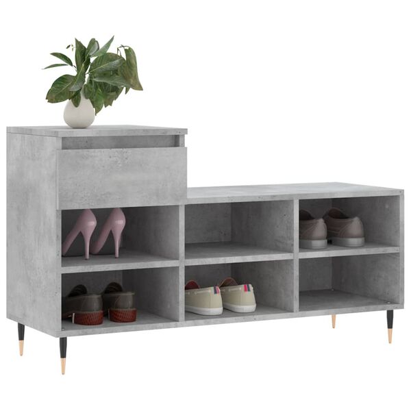 vidaXL Shoe Cabinet Concrete Grey 102x36x60 cm Engineered Wood