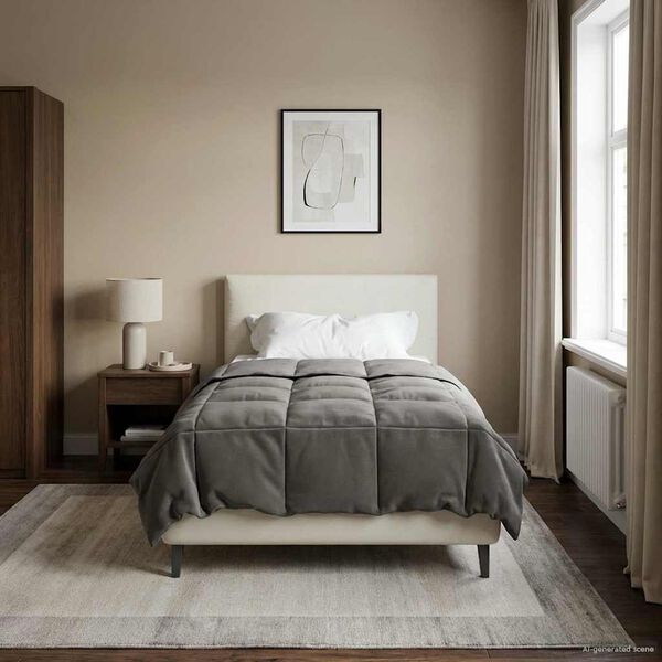 vidaXL Summer Duvet Quilted Light Grey 155 x 220 cm Microfiber