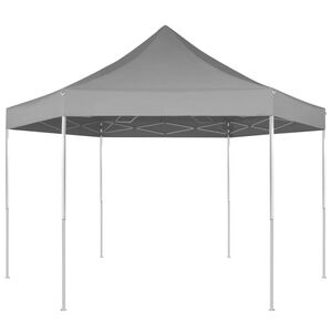vidaXL Hexagonal Pop-Up Foldable Marquee Grey 3.6x3.1 m