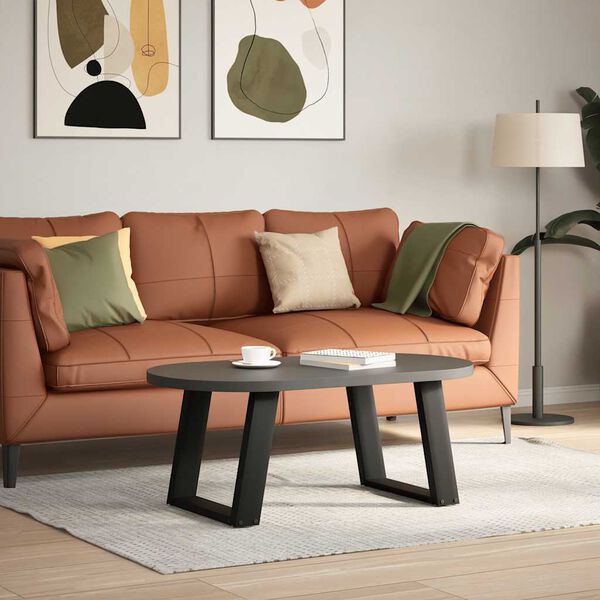 vidaXL Coffee Table Legs U-Shaped 2 pcs Black 50x(42-43) cm Steel