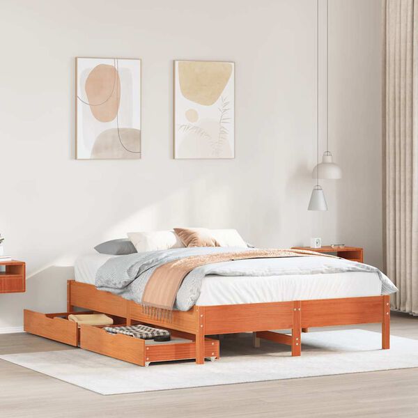 vidaXL Bed Frame without Mattress Wax Brown 160x200 cm Solid Wood Pine