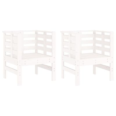 vidaXL Garden Chairs 2 pcs White 61.5x53x71 cm Solid Wood Pine