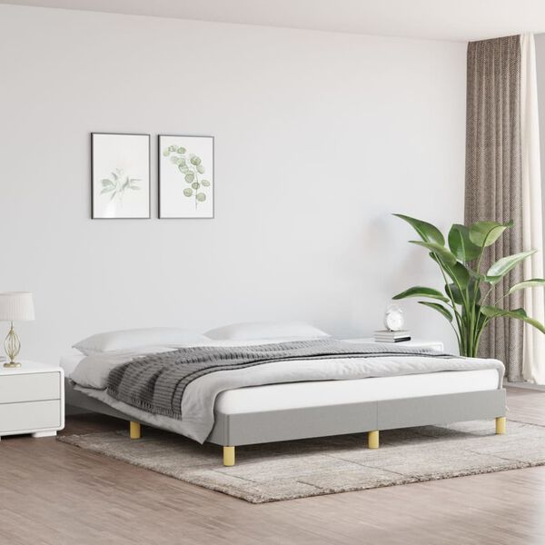 vidaXL Bed Frame without Mattress Light Grey 180x200cm Super King Fabric