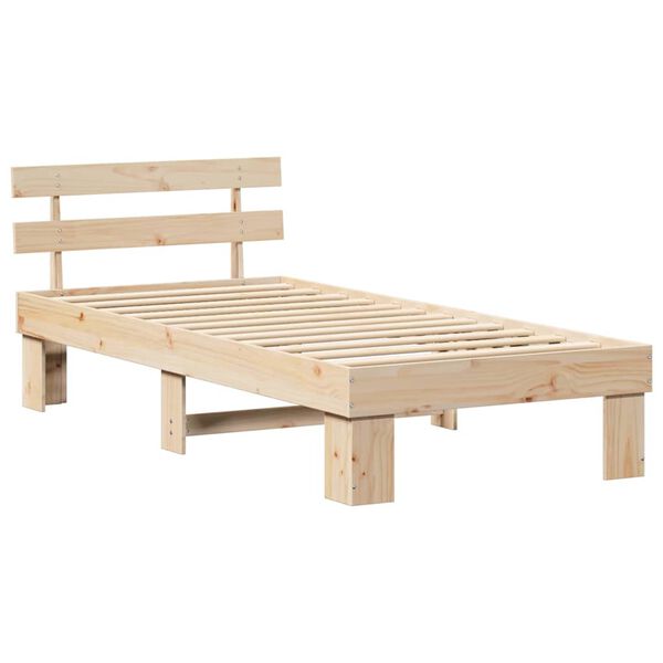 vidaXL Bed Frame with Headboard Natural 75 x 190 cm Solid Pine Wood