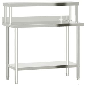 vidaXL Kitchen Work Table with Overshelf 110x55x120 cm Stainless Steel