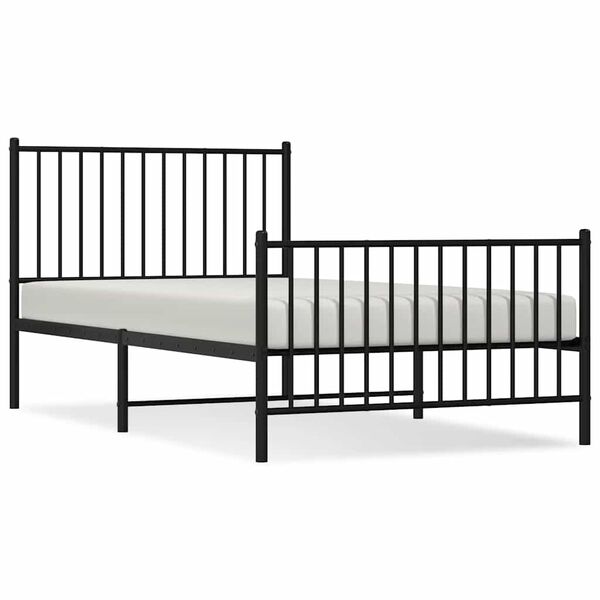 vidaXL Metal Bed Frame without Mattress with Footboard Black 100x190cm