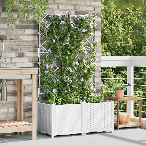 vidaXL Garden Planter 2 pcs White 80 x 40 x 143 cm Steel