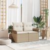 vidaXL Garden Sofa with Cushion Beige 141 x 62 x 69cm Poly Rattan