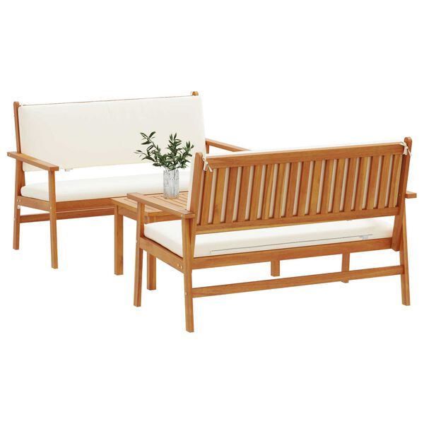 vidaXL Garden Sofa Set with Cushion 3 pcs Brown Solid Acacia wood