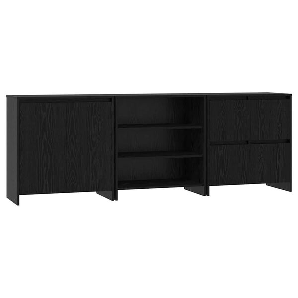 vidaXL Sideboard 3 pcs Black Oak 70 x 41 x 75 cm Engineered Wood