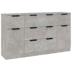 vidaXL 3 Piece Sideboard Set Concrete Grey Engineered Wood