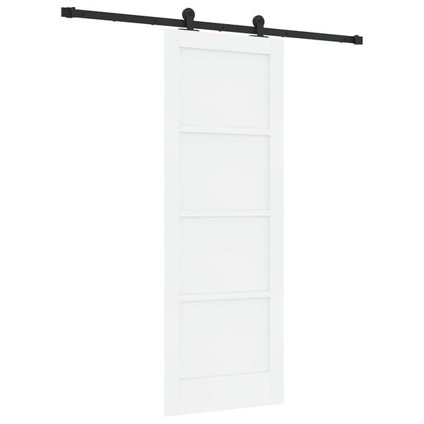 vidaXL Sliding Door White and Black 73.5 x 198.5 cm Solid Pine Wood
