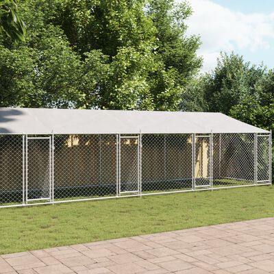 vidaXL Dog Cage with Roof and Doors Grey 10x2x2 m Galvanised Steel