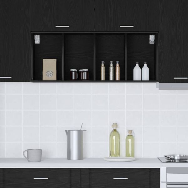 vidaXL Hanging Cabinet Black Oak 40 x 29.5 x 100 cm Engineered Wood