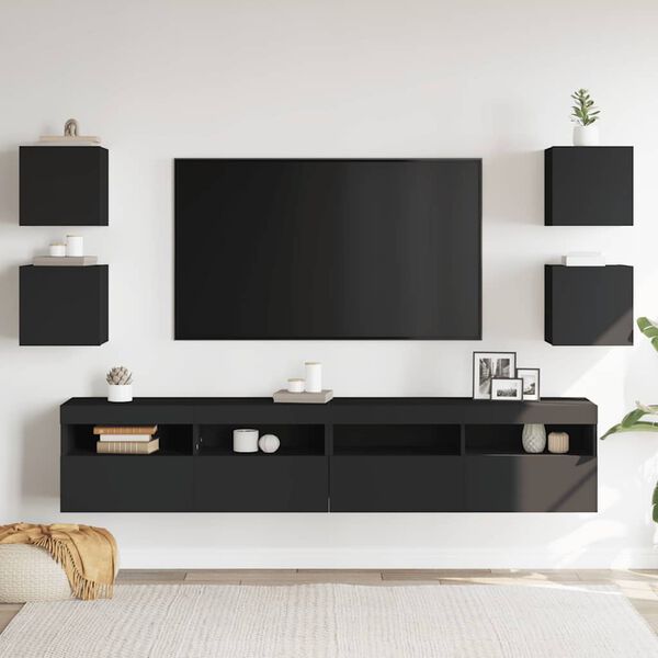 vidaXL Wall Mounted TV Cabinets 4 pcs Black 30.5x30x30 cm