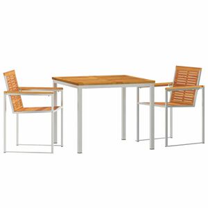 vidaXL Garden Dining Set 3 pcs Solid Acacia Wood and Stainless Steel