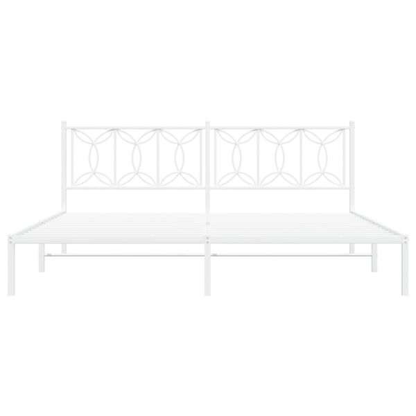 vidaXL Metal Bed Frame without Mattress with Headboard White 193x203cm