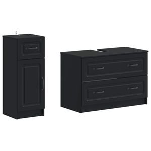 vidaXL 2 Piece Bathroom Cabinet Set UTRECHT Black Engineered Wood