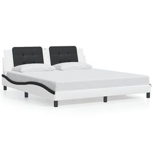 vidaXL Bed Frame without Mattress "Zadar" White and Black 180x200 cm Super King Faux Leather