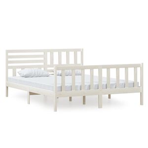vidaXL Bed Frame without Mattress White Solid Wood 160x200 cm (810093+814155)