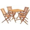 vidaXL 5 Piece Folding Garden Bistro Set Natural Solid Teak Wood