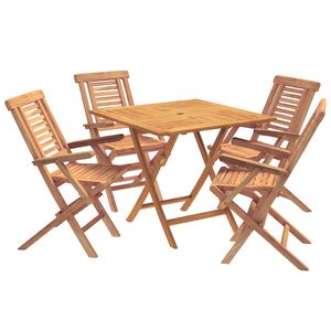 vidaXL 5 Piece Folding Garden Bistro Set Natural Solid Teak Wood