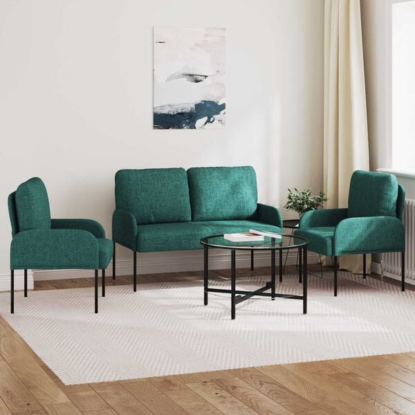 vidaXL Sofa Sets 3 pcs Dark Green 115 x 56 x 80 cm Plywood