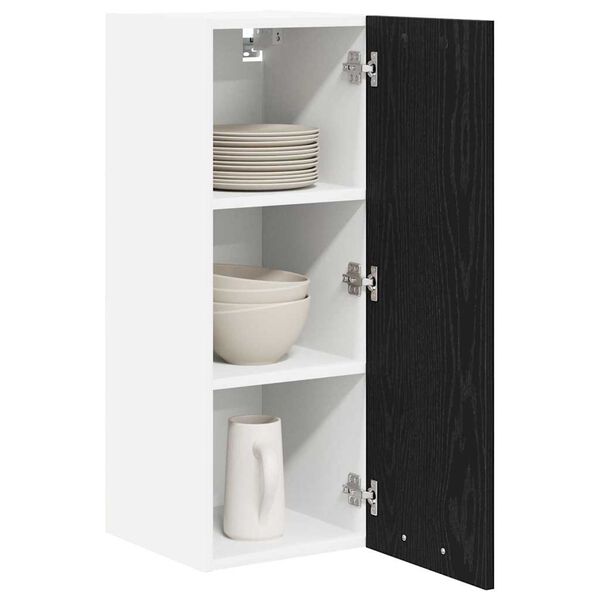 vidaXL Hanging Cabinet with Door Black Oak and White 30 x 31 x 80 cm