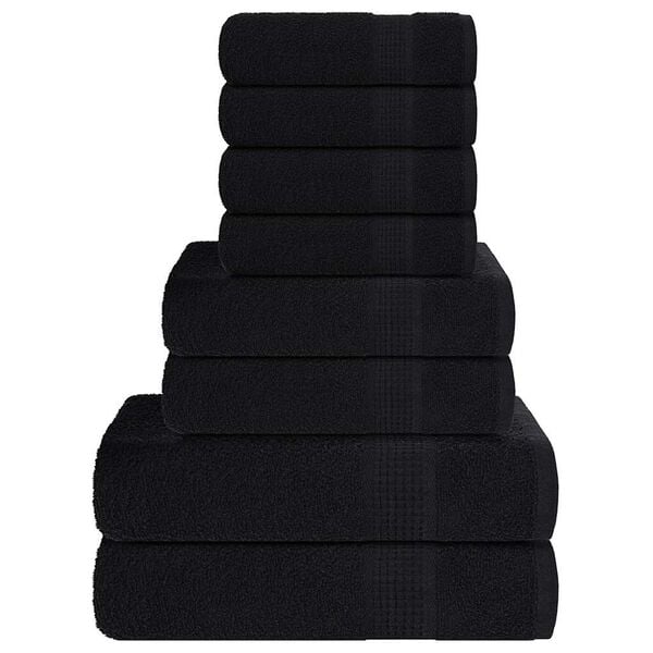 vidaXL 8 Piece Towel Set "FROGN" Black 100% Cotton
