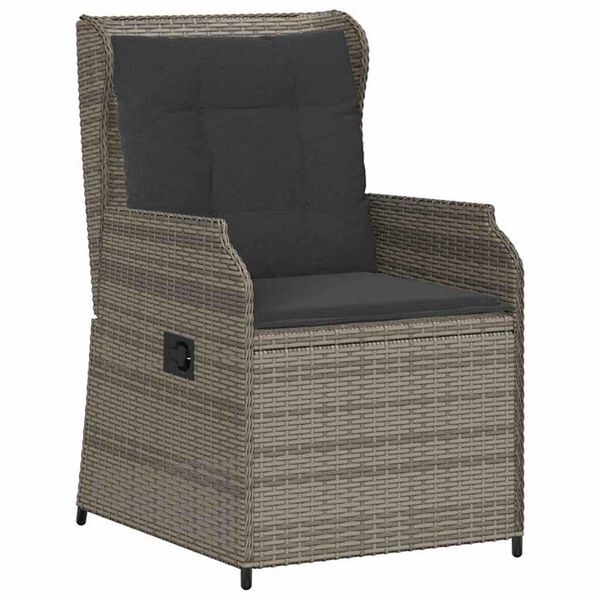 vidaXL Garden Bench with Cushion 2 pcs Grey Poly rattan