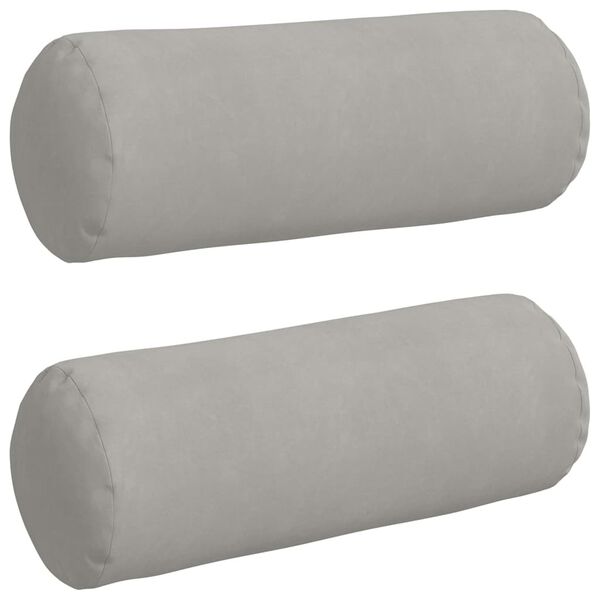 vidaXL Bolster Pillows 2 pcs Light Grey Ø 25 x 70 cm Microfibre Fabric