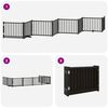 vidaXL Dog Gate with Door Foldable 8 Panels Black 640 cm Poplar Wood