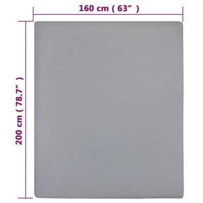 vidaXL Jersey Fitted Sheet Grey 160x200 cm Cotton