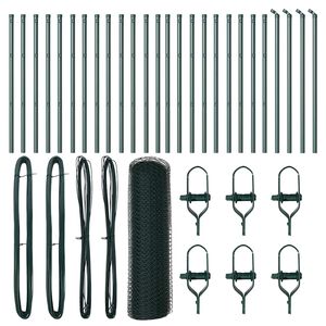 vidaXL Hexagonal Fence Ground Fix 50 x 0.6 m PVC-Coated Steel Green