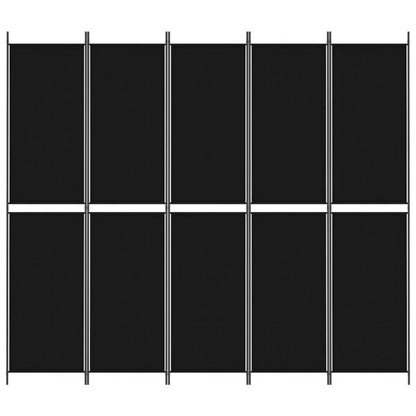 vidaXL 5-Panel Room Divider Black 250x220 cm Fabric