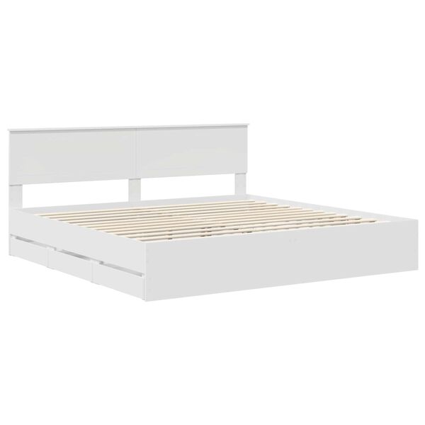 vidaXL Bed Frame with Drawer White 200 x 200 cm Engineer Wood