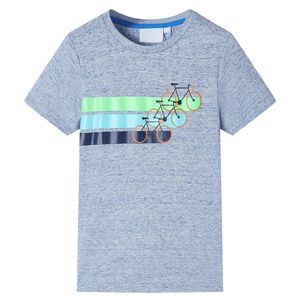 vidaXL Kids' T-shirt with Short Sleeves Blue Melange 116