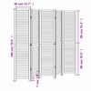 vidaXL Room Divider 5 Panels White Solid Wood Paulownia