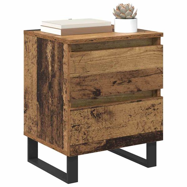 vidaXL Bedside Cabinet Old Wood 40 x 35 x 50 cm Engineered Wood