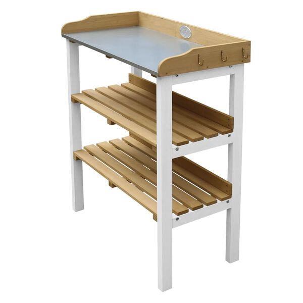 AXI Potting Table with 2 Storage Shelves Brown and White