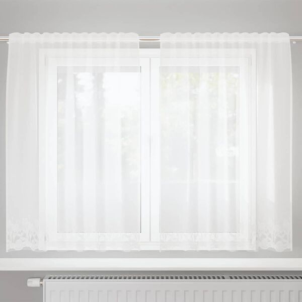 vidaXL Lace Curtain with Curtains Floral White 140 x 150 cm Polyester